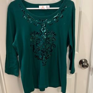 Quacker factory designed, sequin embellished top/T-shirt